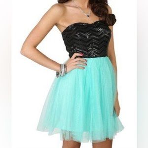 DEB SEQUIN STRAPLESS FORMAL DRESS